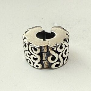 Pandora Retired Scrollwork Hinged Clip Spacer ALE 925